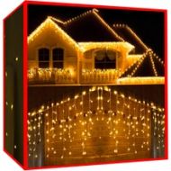 Vánoční světelný závěs 300 LED, 2.48 W teplá bílá 15 m ISO 11519
