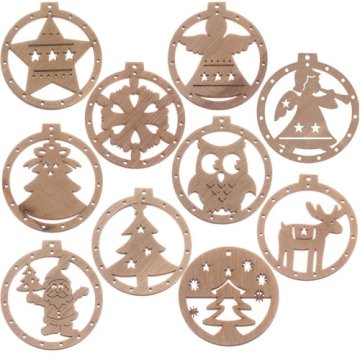 Dřevěné vánoční ozdoby na stromeček 10 ks Ruhhy