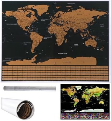 Velká Stírací mapa světa s vlajkami Deluxe 82 x 59 cm černá